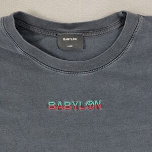 Babylon Embroidered Logo Long Sleeve T Shirt Size Large Black Crew Neck‎ USA